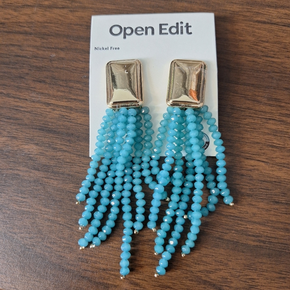 Open Edit turquoise dangling clip on earrings